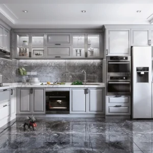 Tủ bếp tân cổ điển màu trắng TB-28