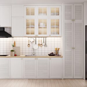 Tủ bếp màu trắng đẹp cho căn hộ TB-25
