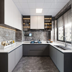 Tủ bếp hình chữ U gỗ công nghiệp TB-27